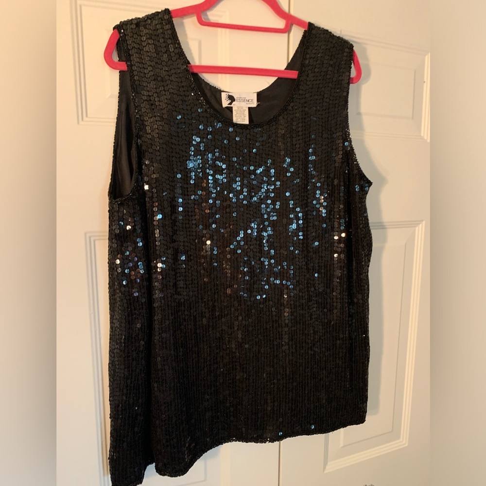 Essence by Mail Silk Sequined Beaded Tank